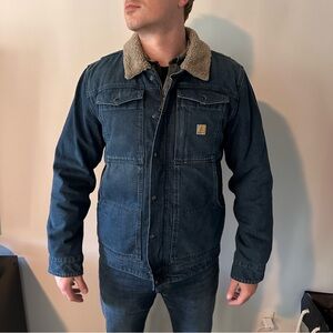 Carhartt Men's Dark Blue Jacket with Sherpa Collar